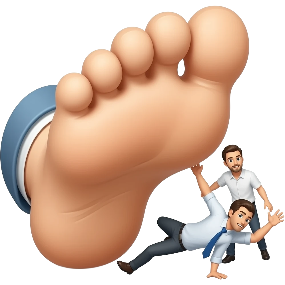 make the gaint feet crush him emoji