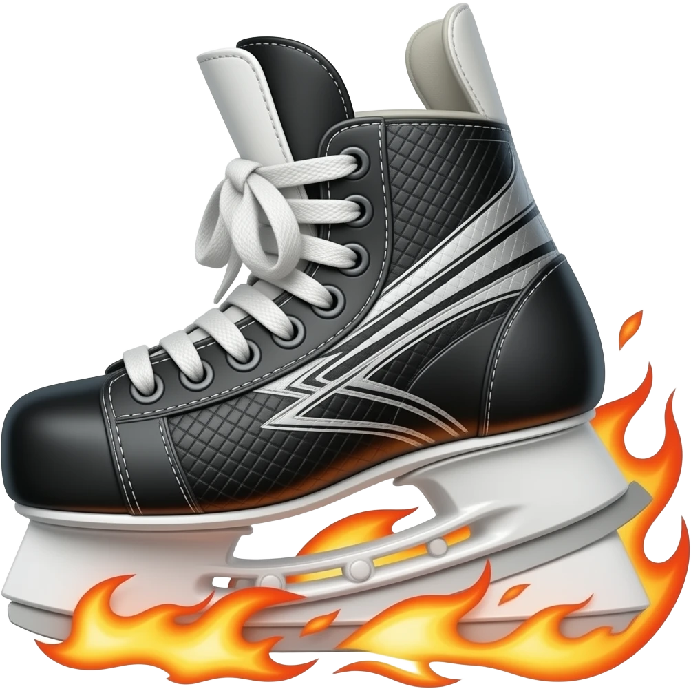 2 Hockey skates with fire comeing off of them emoji