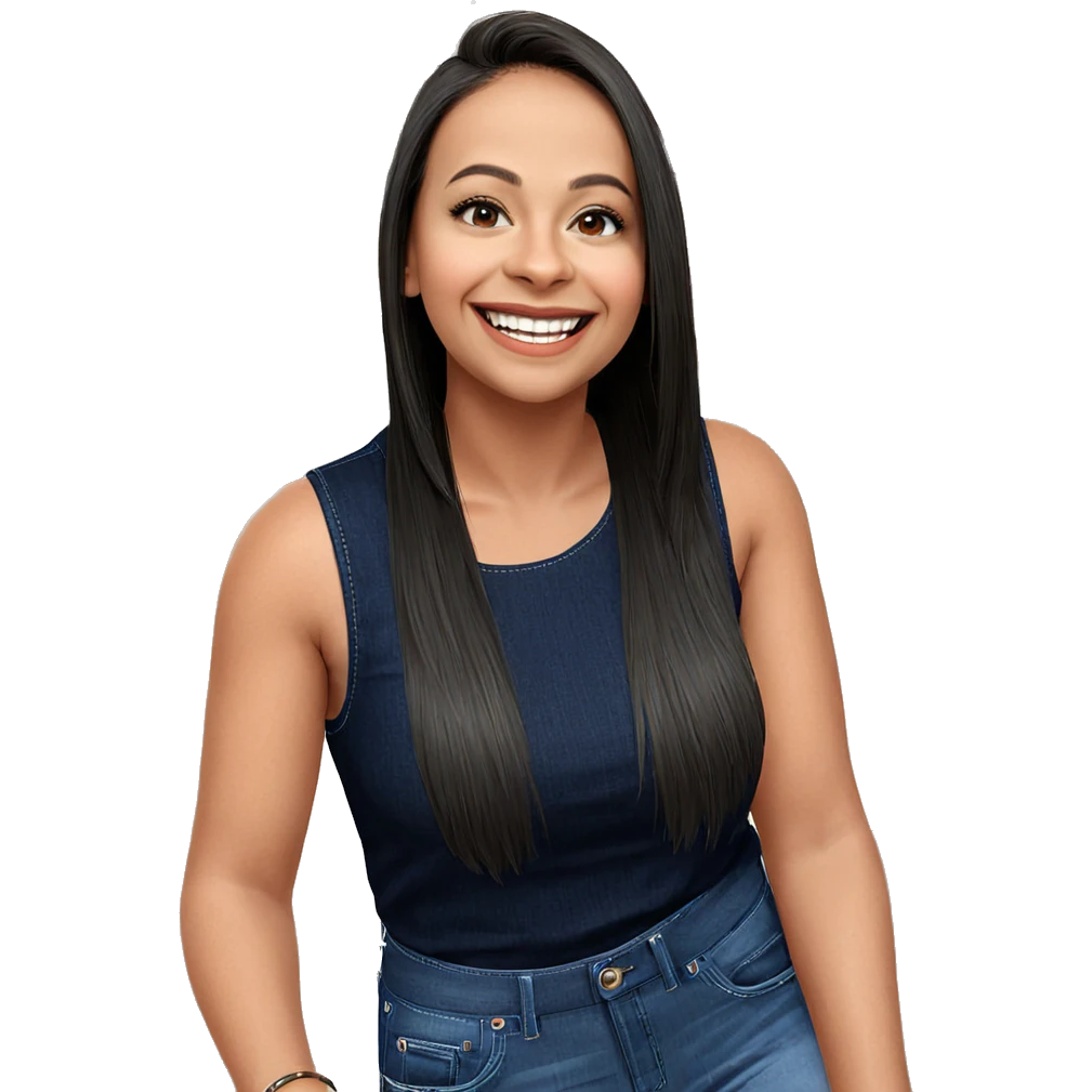 smiling girl in denim top emoji