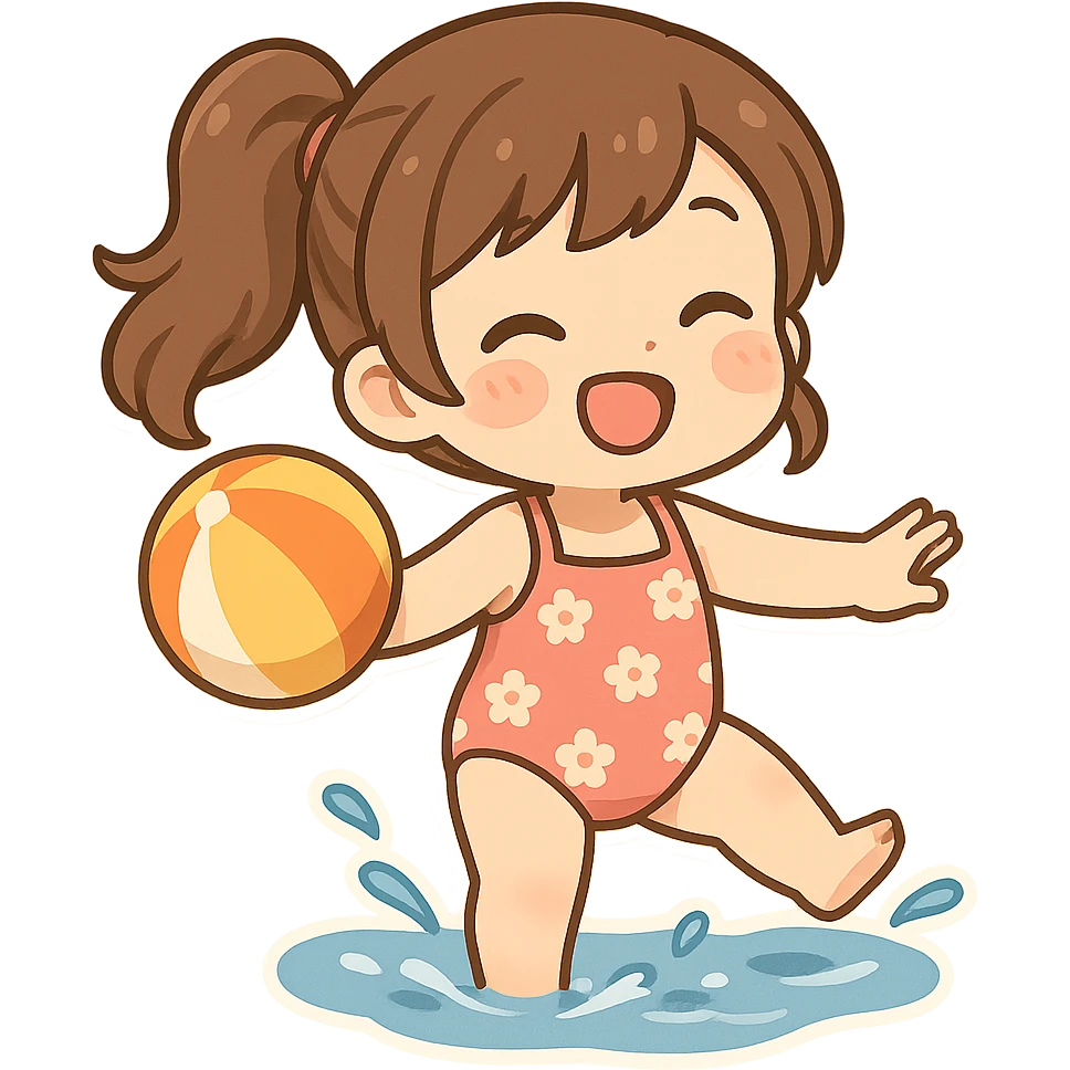 一个女孩穿着可爱的泳衣玩耍 emoji