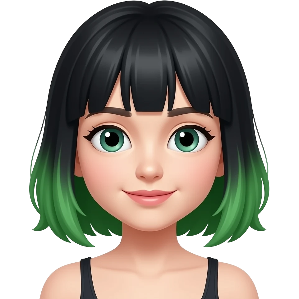 girl with black and green hair emoji
