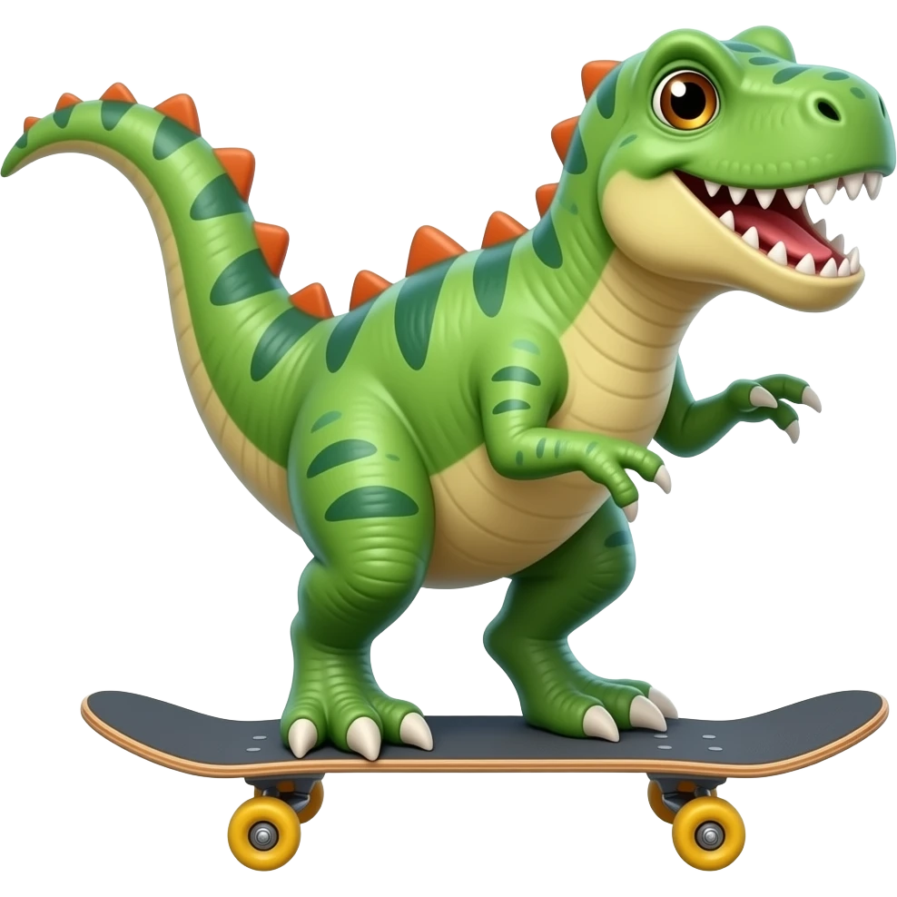 Dinosaur on a skateboard emoji