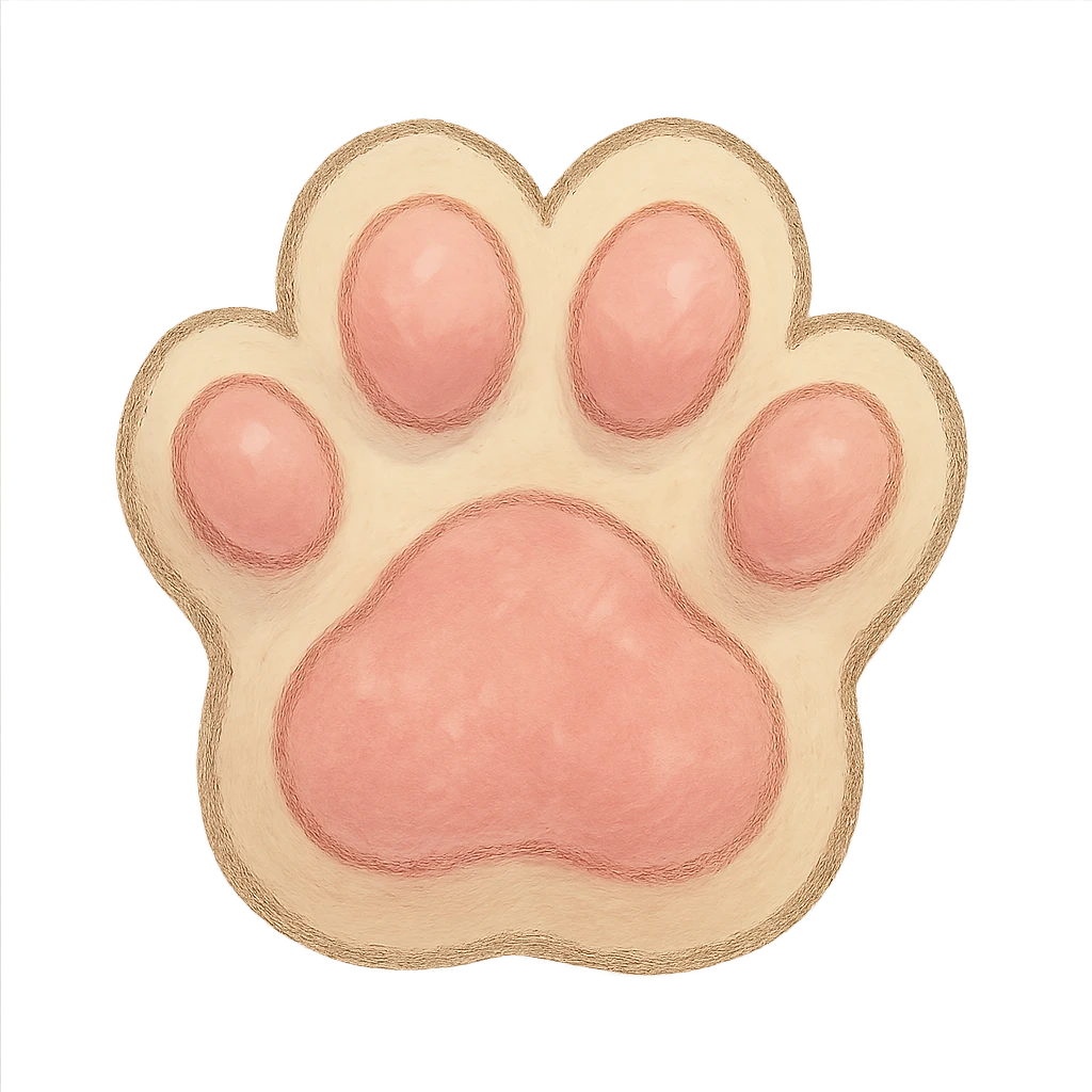 ghibli style icon of a pink paw print, soft colors, whimsical emoji