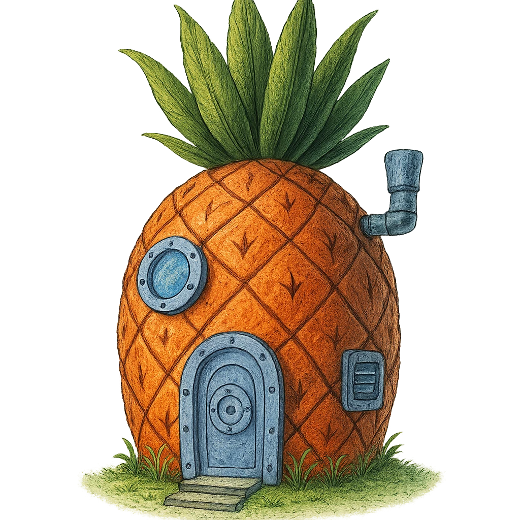Spongebob's pineapple house, highly detailed, no characters, transparent background emoji