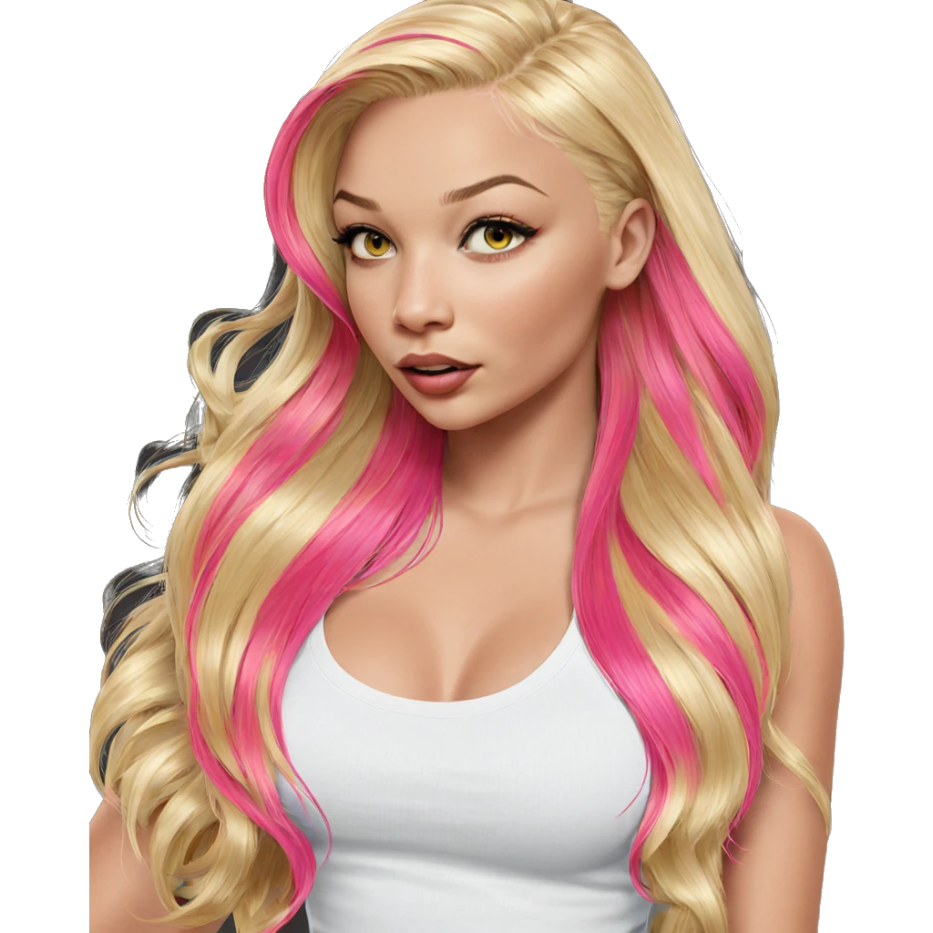 blonde girl with multicolored hair emoji