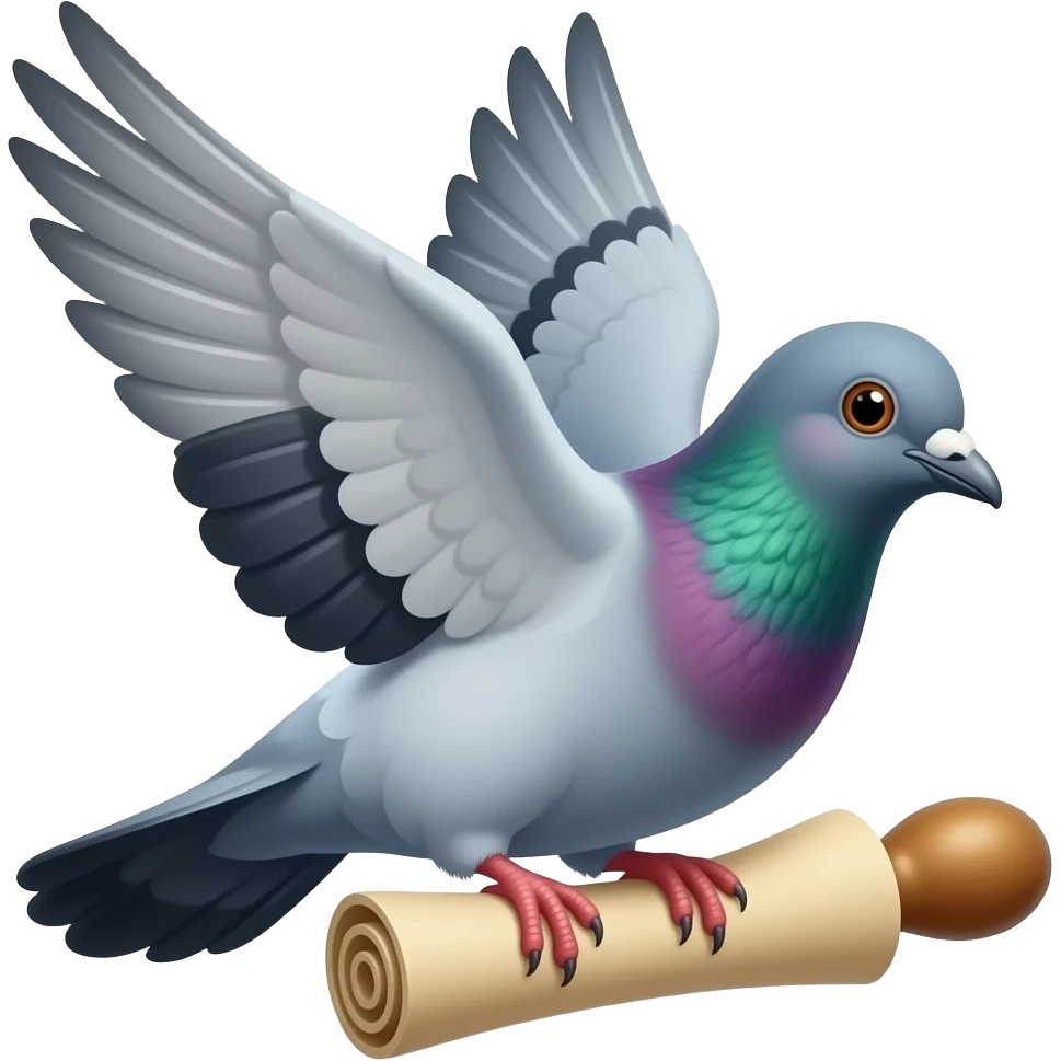 pigeon flying with scroll emoji
