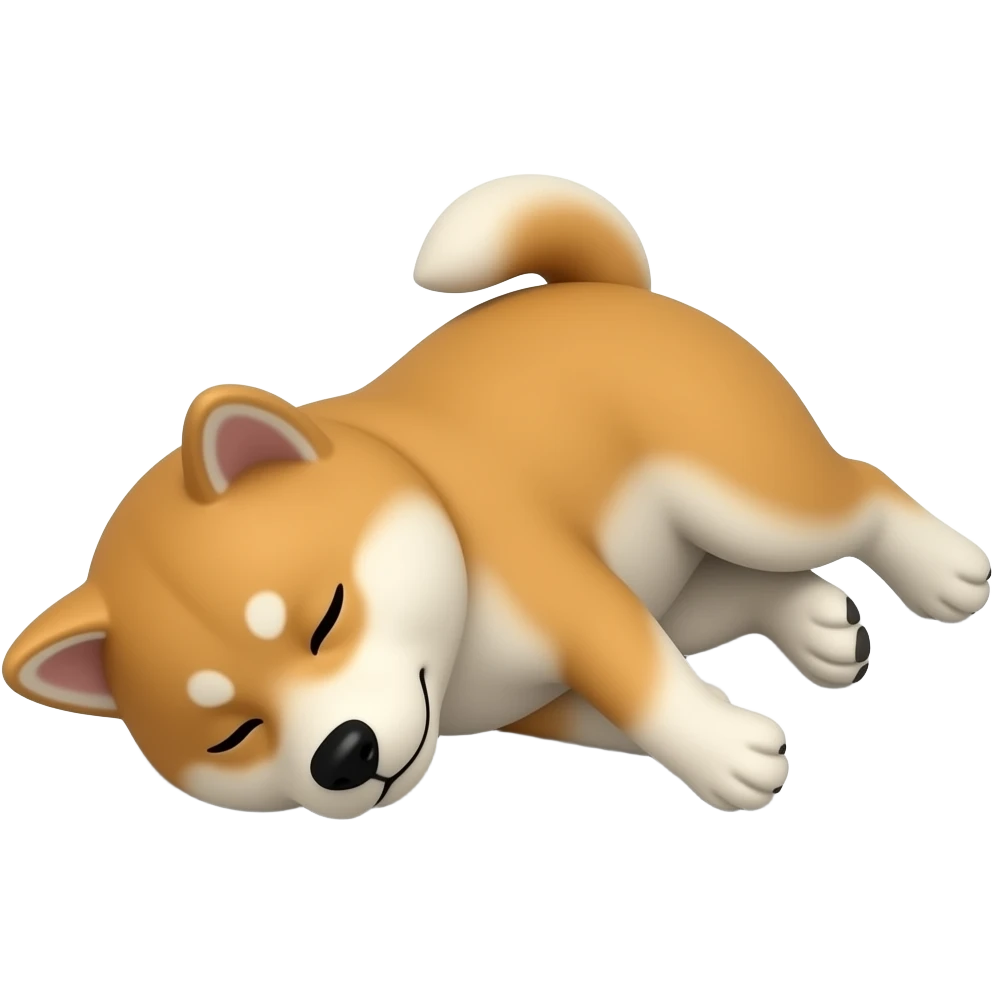 Hachiko dog in chibi cute animation fainted on the floor emoji