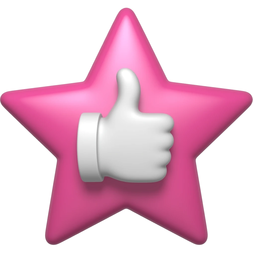 Pink star with a thumbs up emoji