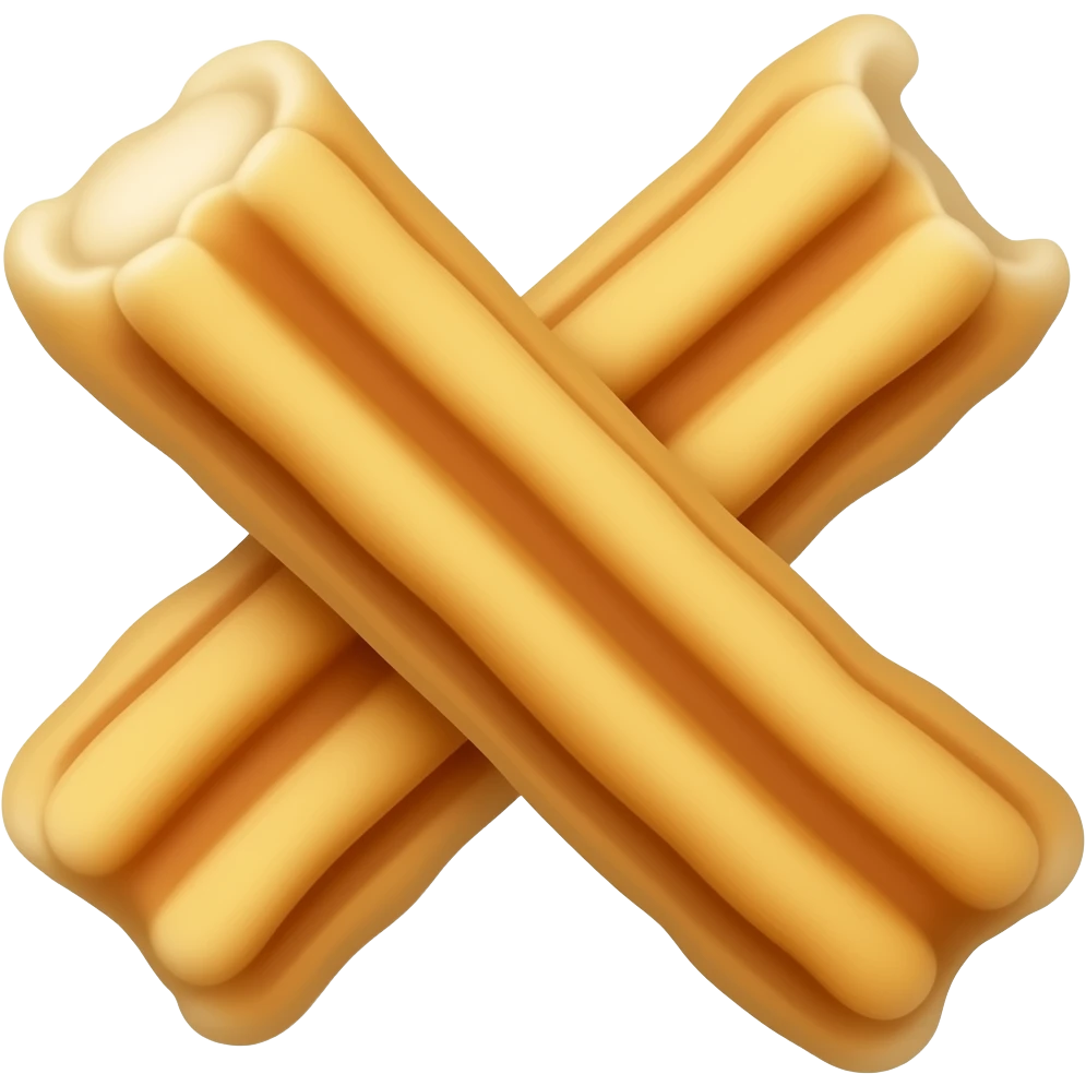 Create a simple churro emoji with 3 slightly curved churros overlapping emoji