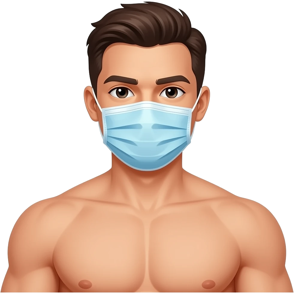 Man with face mask spa beauty full face relaxing shirtless and muscular emoji