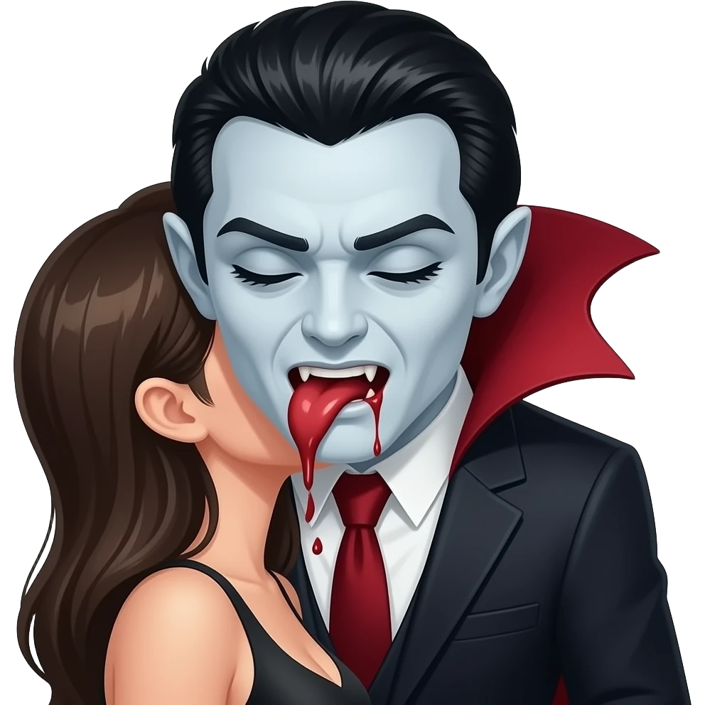 A vampire biting a woman emoji