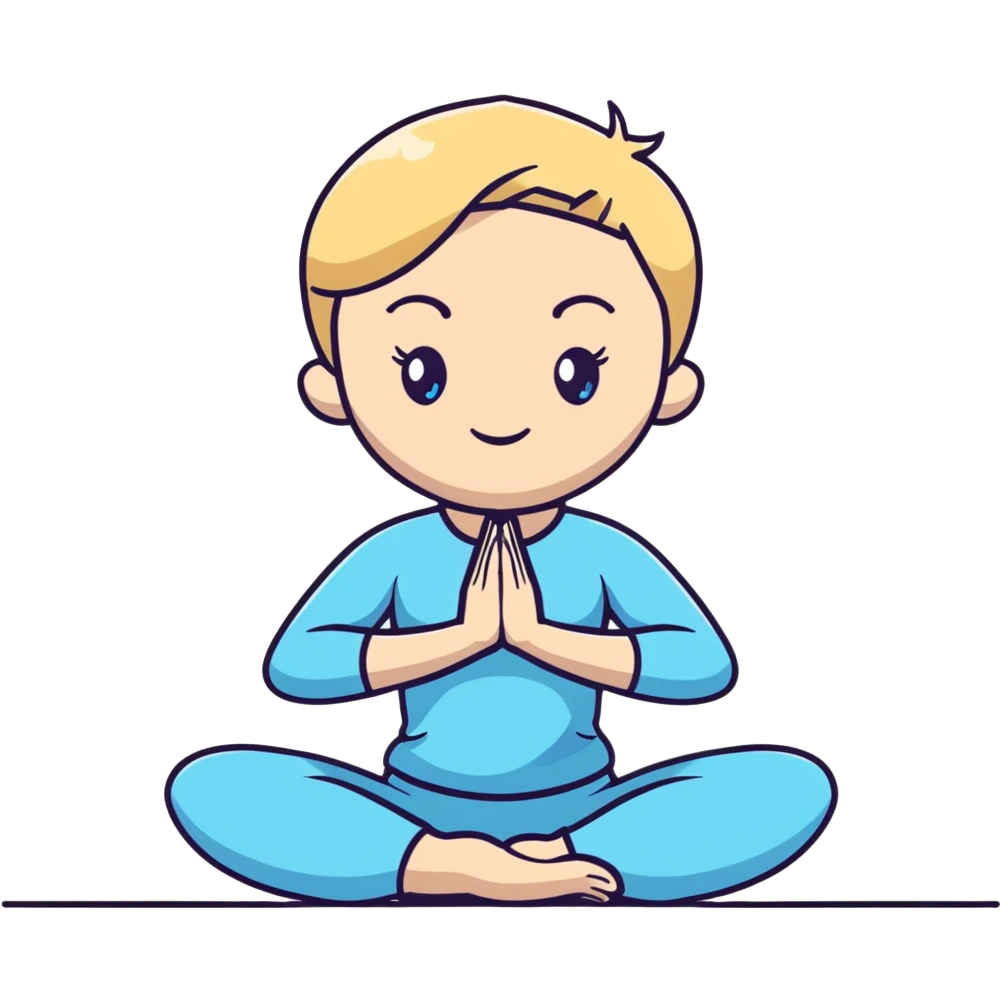 A women blonde with short blonde hair bleu eyes until shoulder doing a yoga pose  emoji
