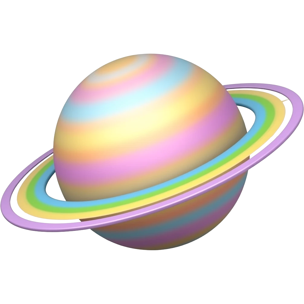 small pastel Saturn with colorful rings emoji