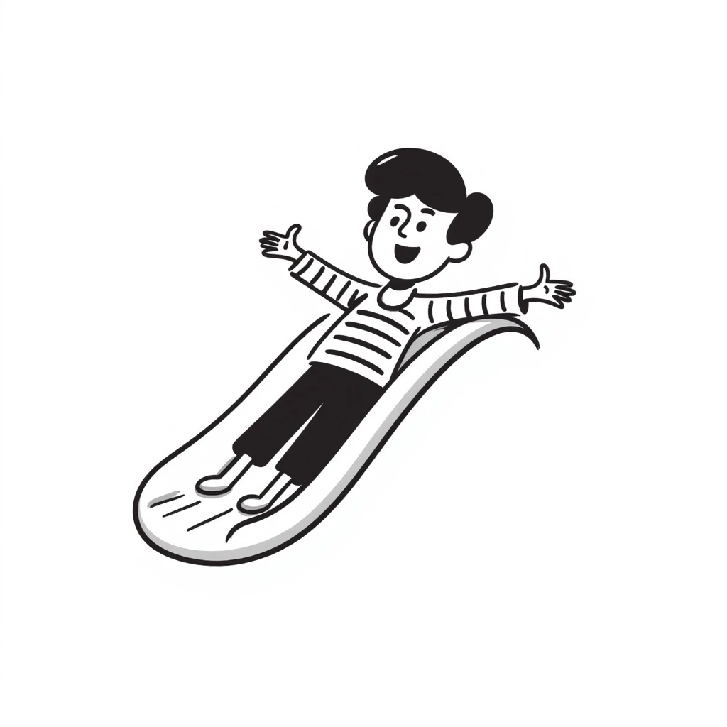 a pirate enjoying a water slide, whimsical and lighthearted, hand drawn doodle style emoji