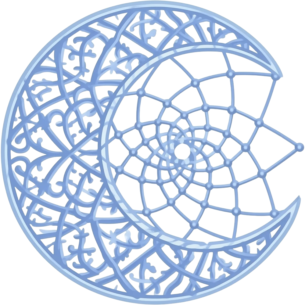 glossy neon iridescent crystal crescent damask moon dreamcatcher emoji