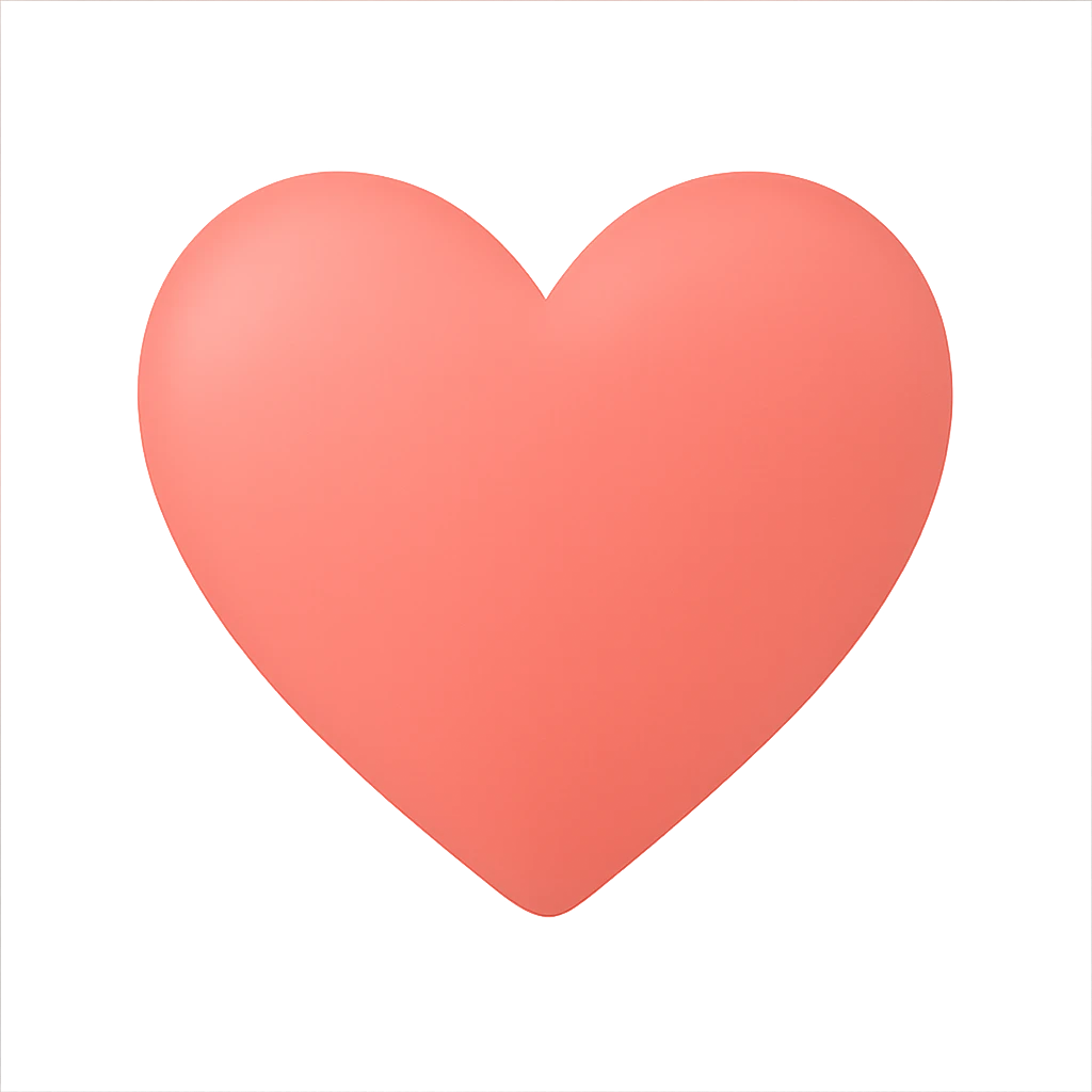 heart with a soft coral gradient, clean digital illustration emoji