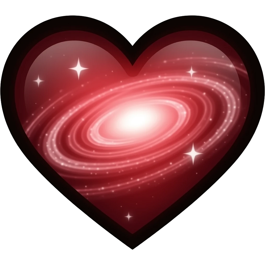 Red galaxy big heart black outline emoji