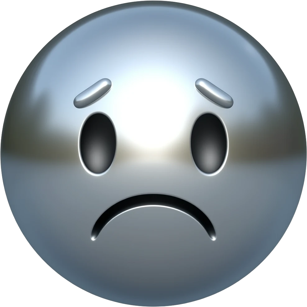 confused tired 3D metallic chrome color simple ball emoji emoji