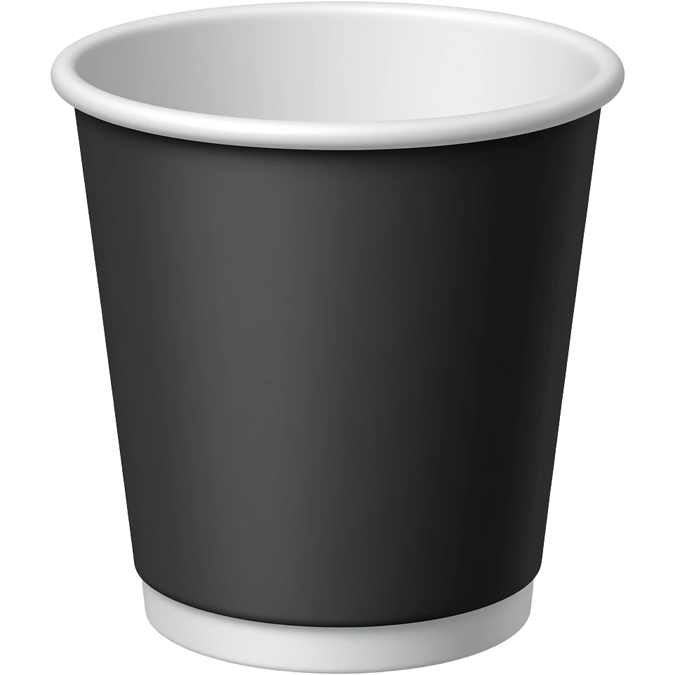 copo descartável comprido preto com a borda branca emoji