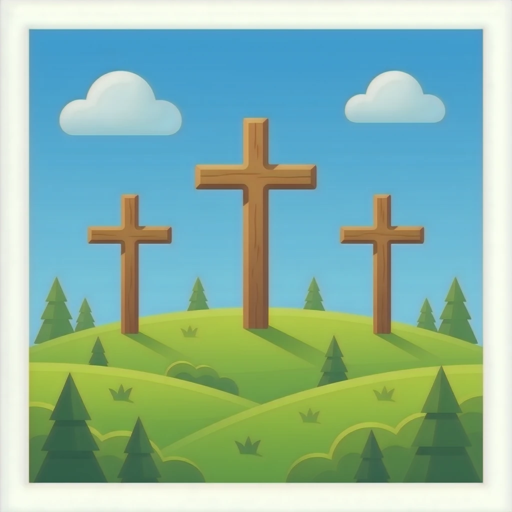 Three Worden crosses on a hill emoji