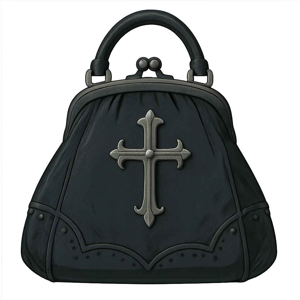 Back white gothic purse without background emoji