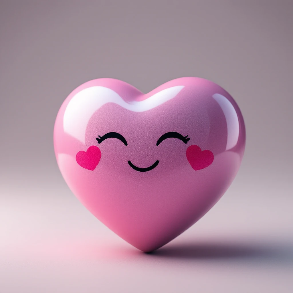 pink heart emoji with a cute face emoji
