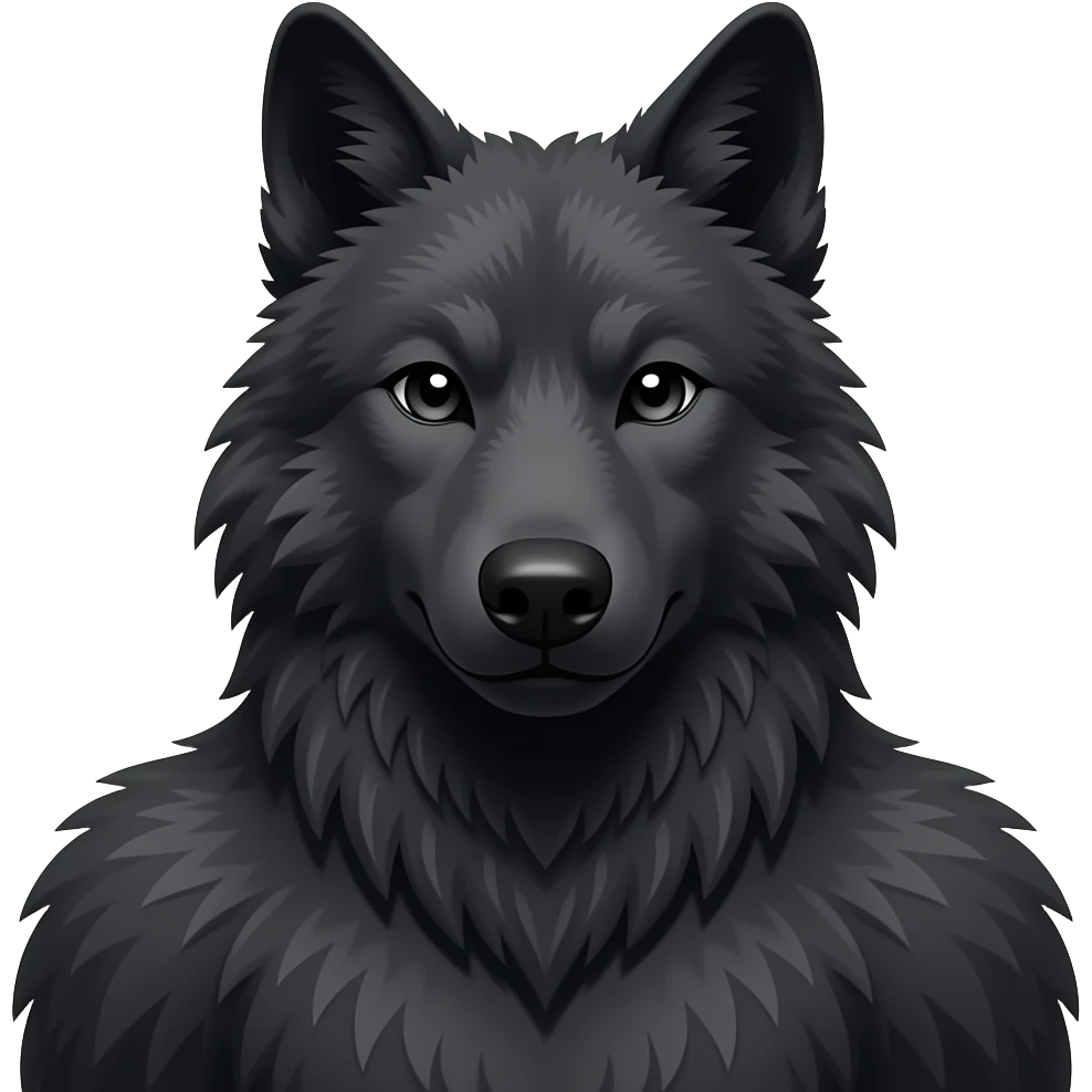 black wolf head and neck and shoulders emoji