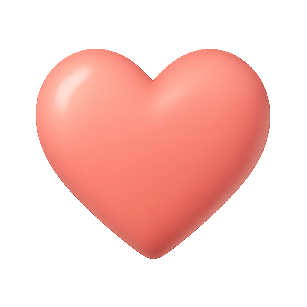 heart with a soft coral gradient, digital illustration emoji