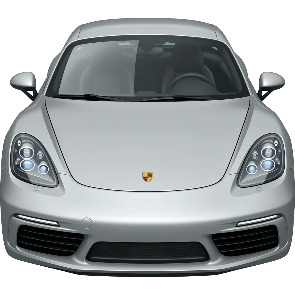Car Porsche cayman 718 gts silver with blue headlights view on the diagonally emoji