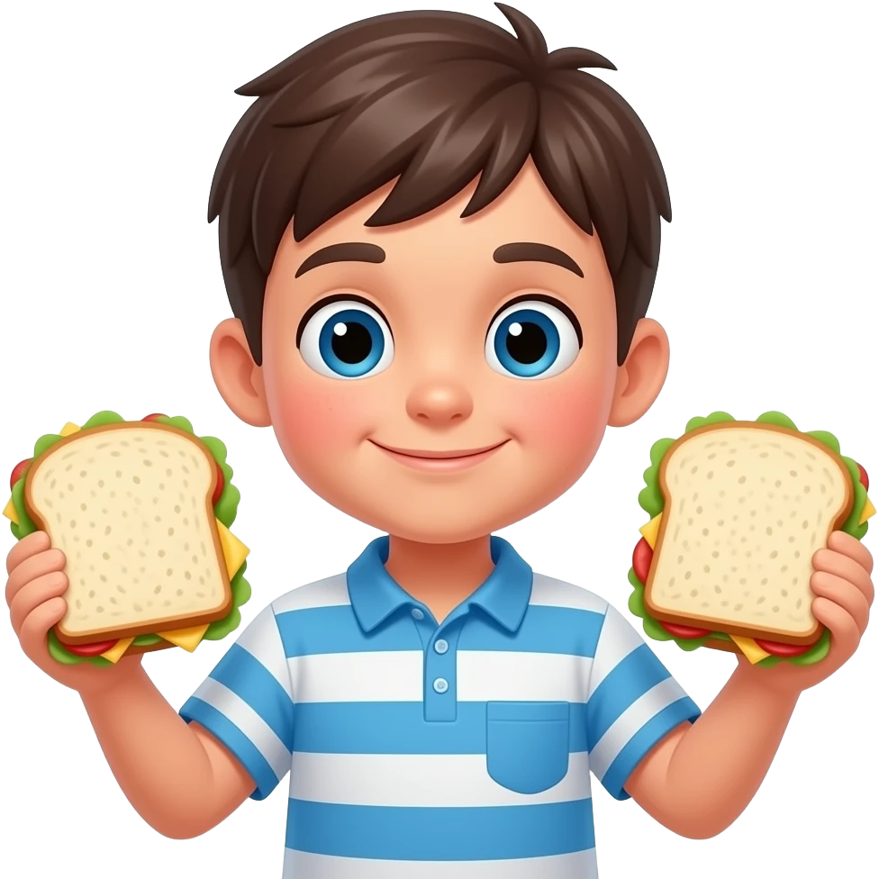 kid holding two sandwich emoji