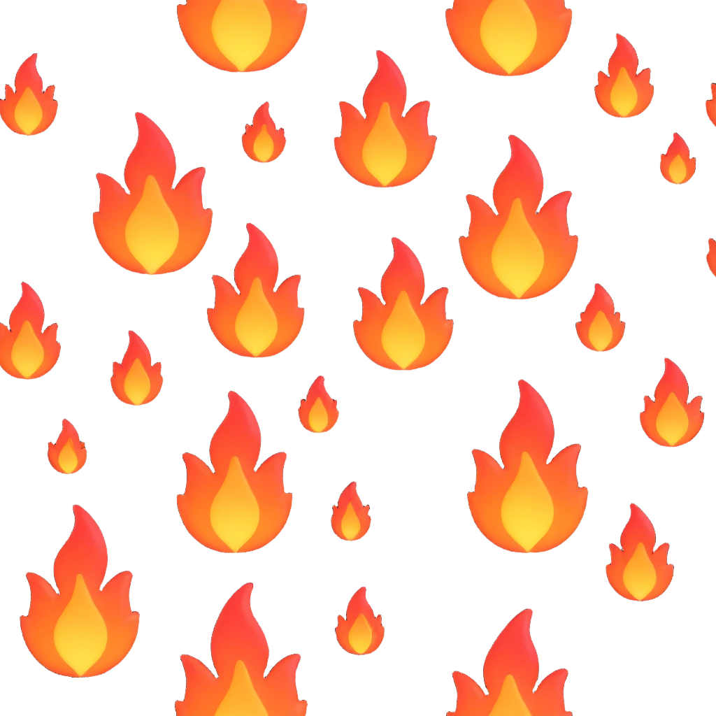 digital flame, soft gradients, shiny emoji