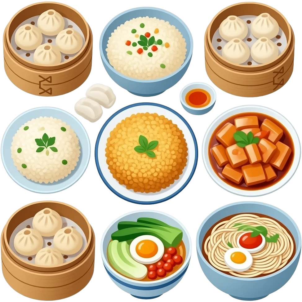 All Chinese food on a table emoji