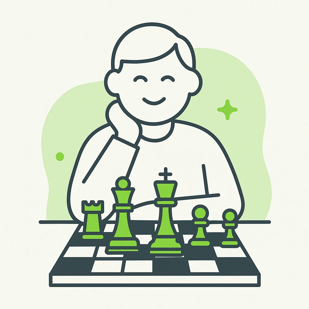 A representation of the concept: "Daily chess training session completed!". No text emoji