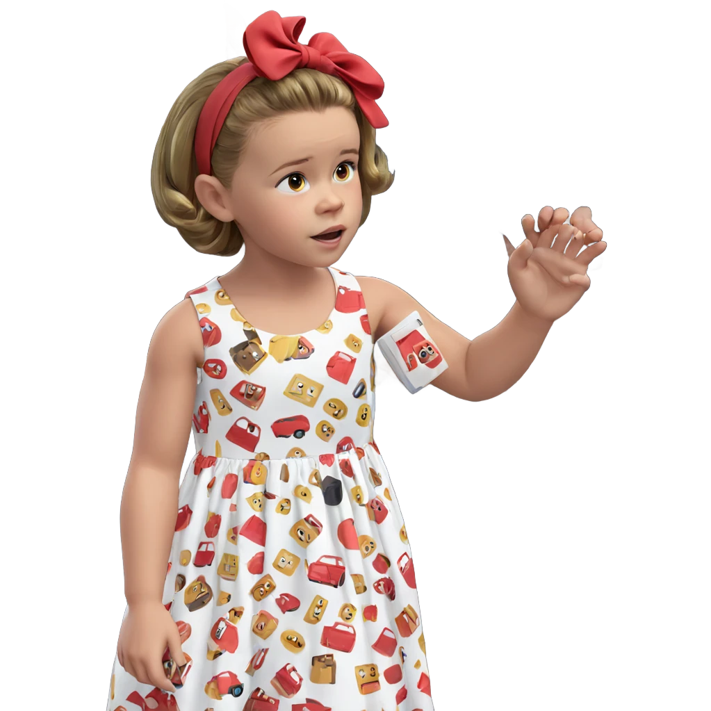 girl in dress with car emoji