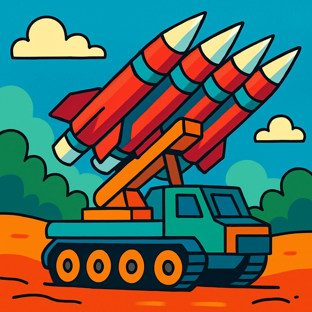 missile battery, vibrant cartoon style emoji