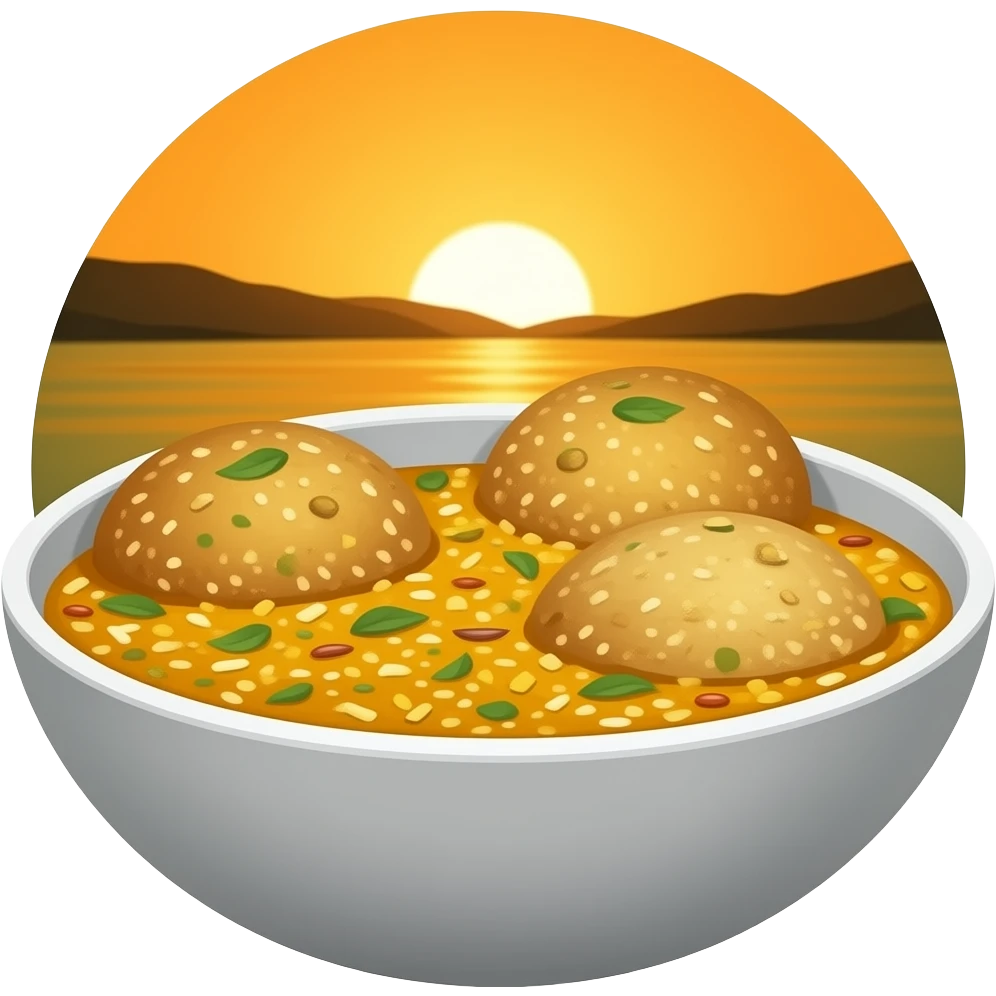 bhel puri with sunset view emoji