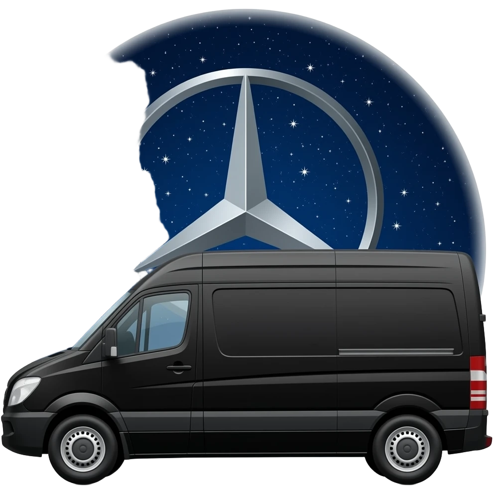 Viano noir Mercedes avec ciel étoilé vue de profil emoji