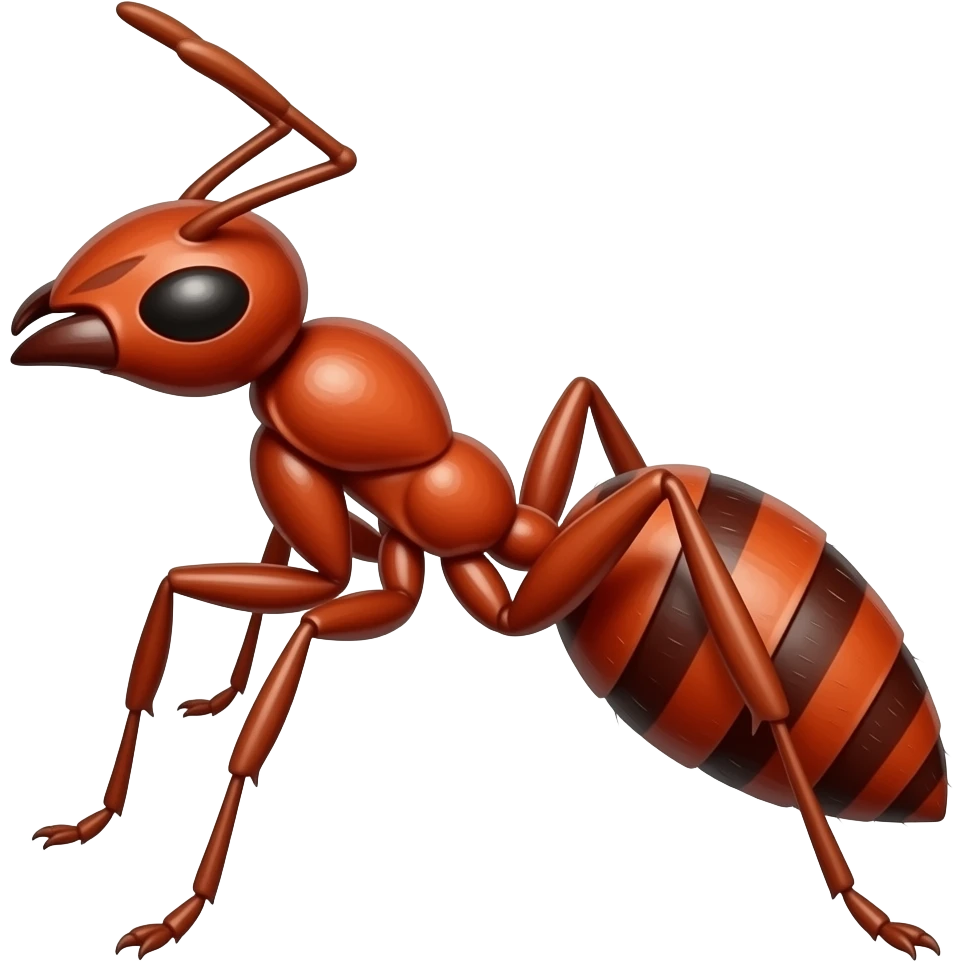 A red muscular ant, cartoon style emoji