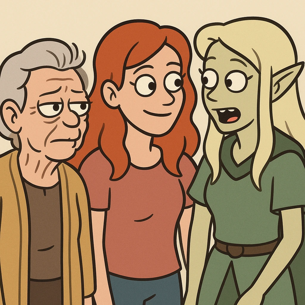 👵👩‍🦰🧝‍♀️ emoji