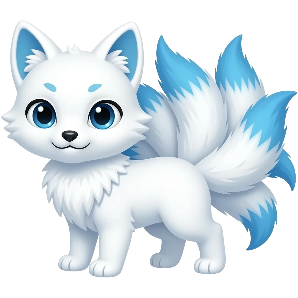 Baby white blue tips kitsune nine tails emoji