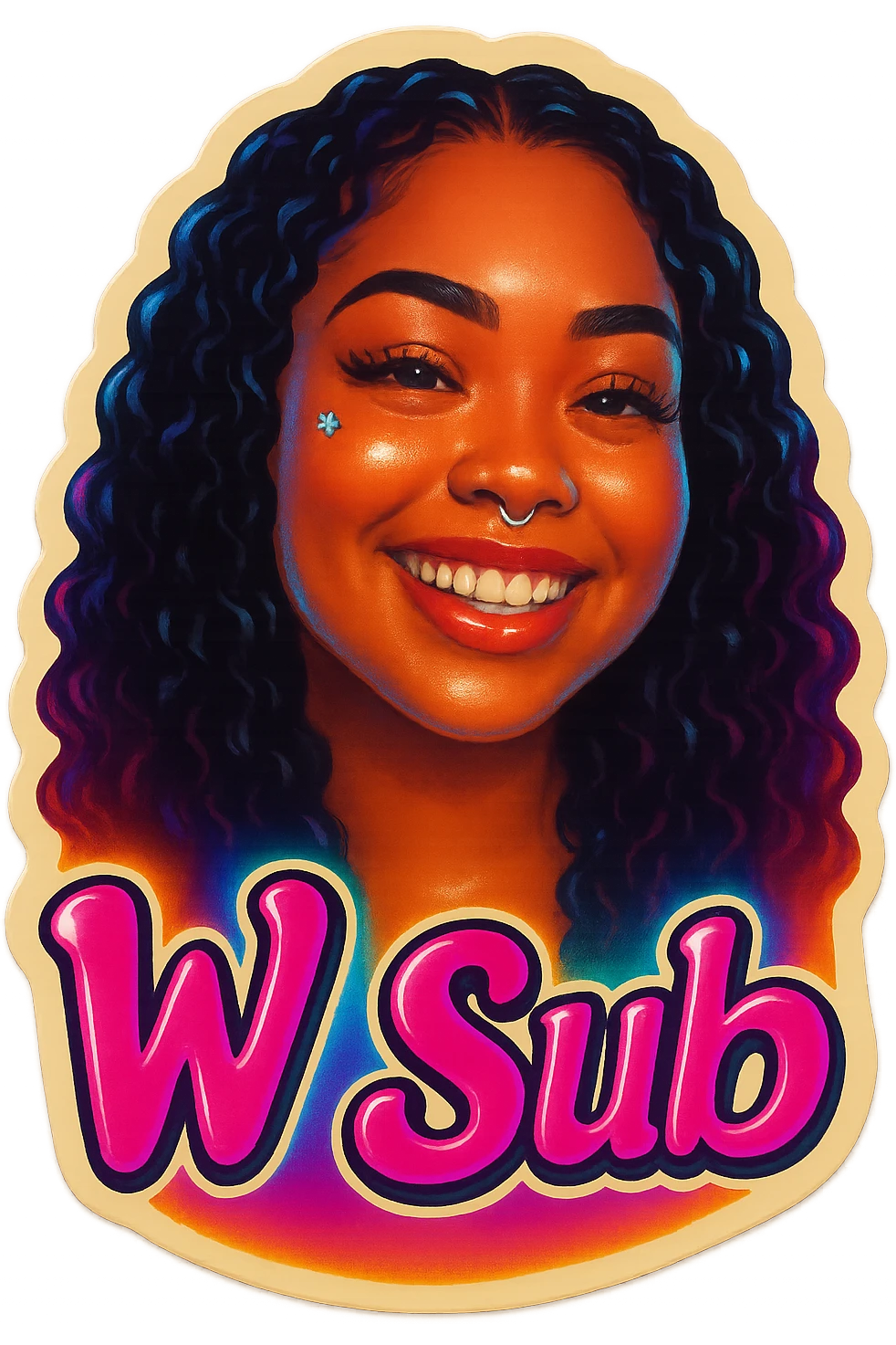 Smiling
add the words W Sub in pink emoji