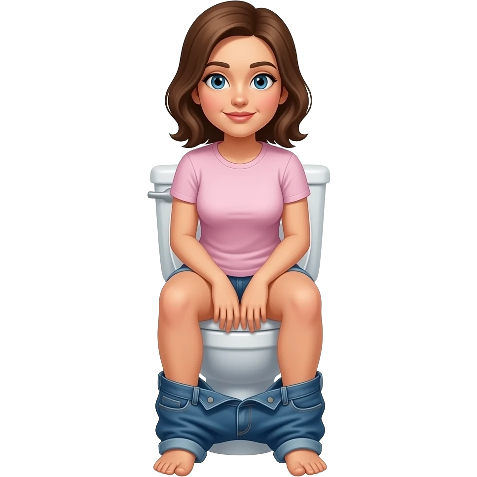 Woman sitting on toilet with pants down emoji