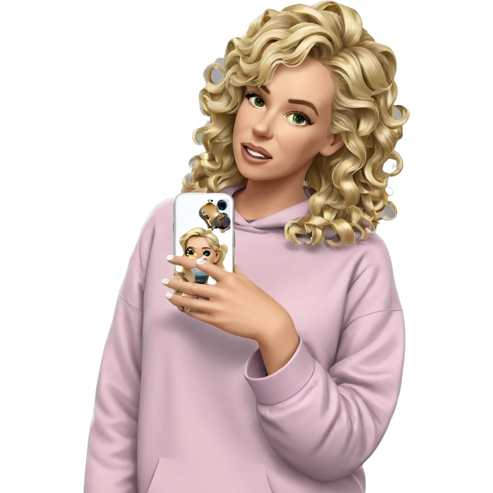 blonde girl with smartphone emoji