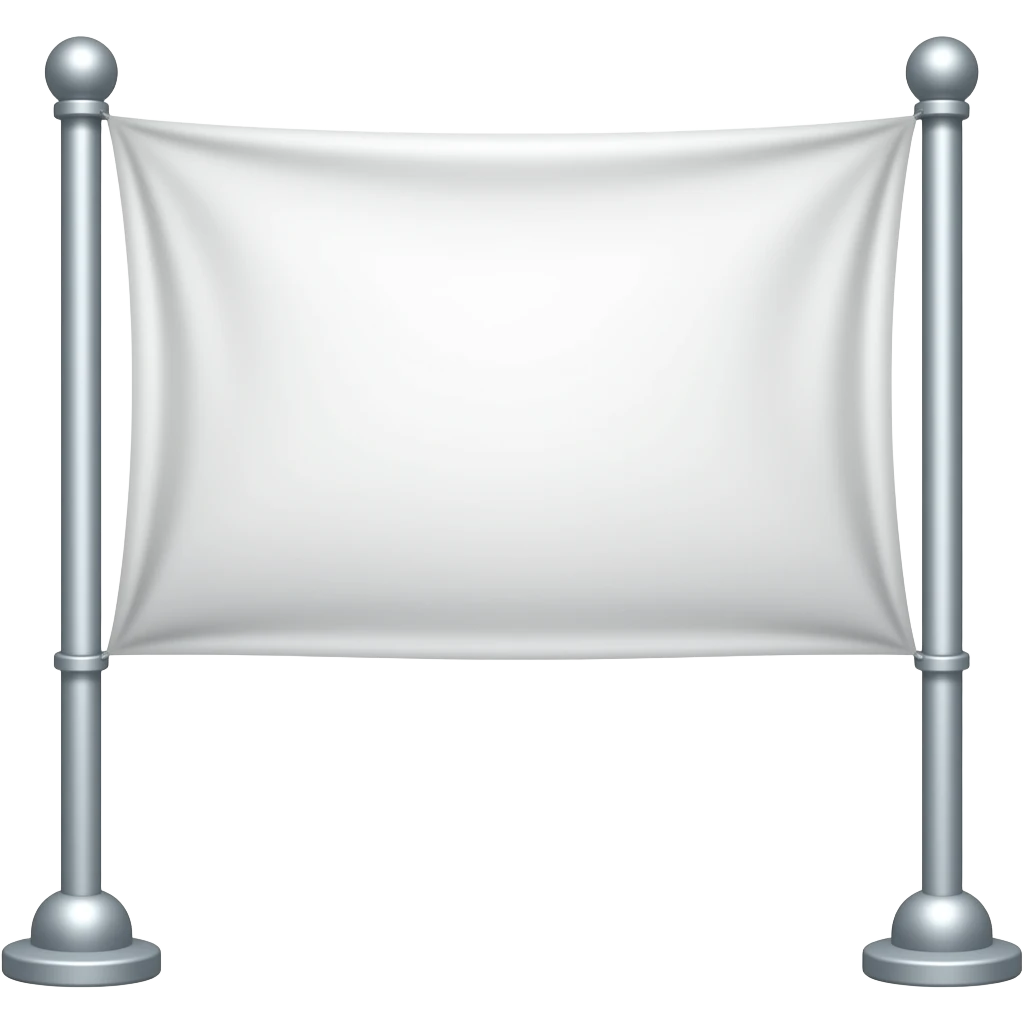 Білий баннер на двох високих палках emoji