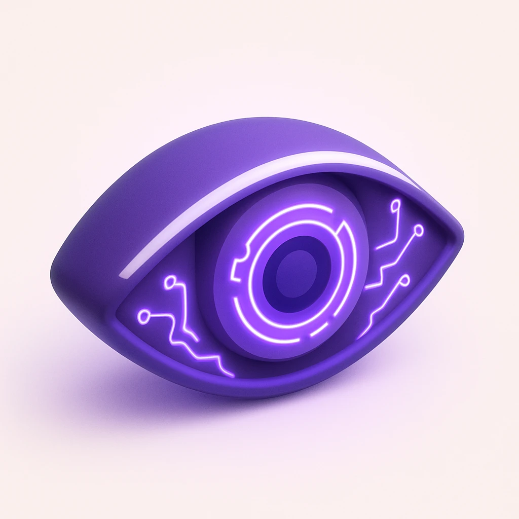 futuristic cyber eyes, purple color scheme, cyberpunk vibe, glowing circuitry emoji