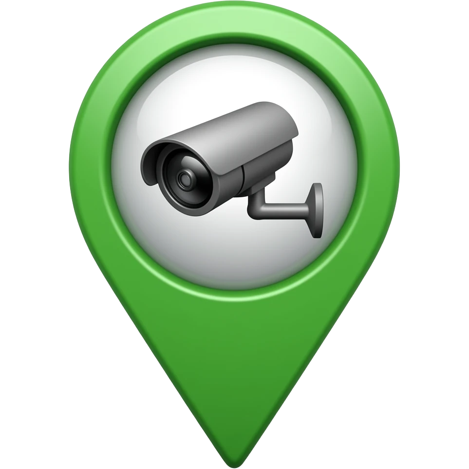 CCTV in map marker green emoji
