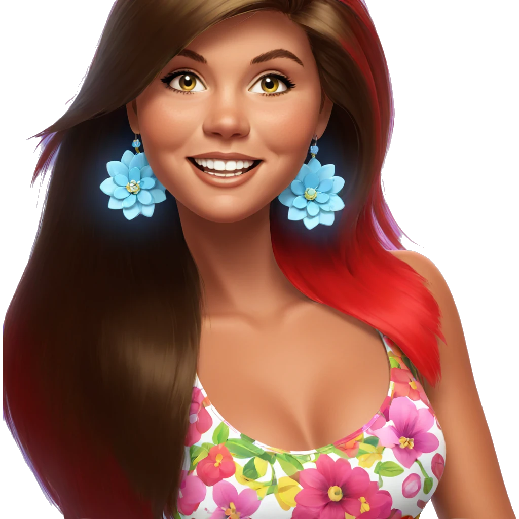 smiling girl with flower jewelry emoji