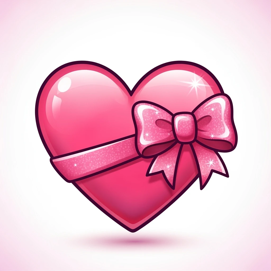 heart emoji with a bow, cute and shiny emoji
