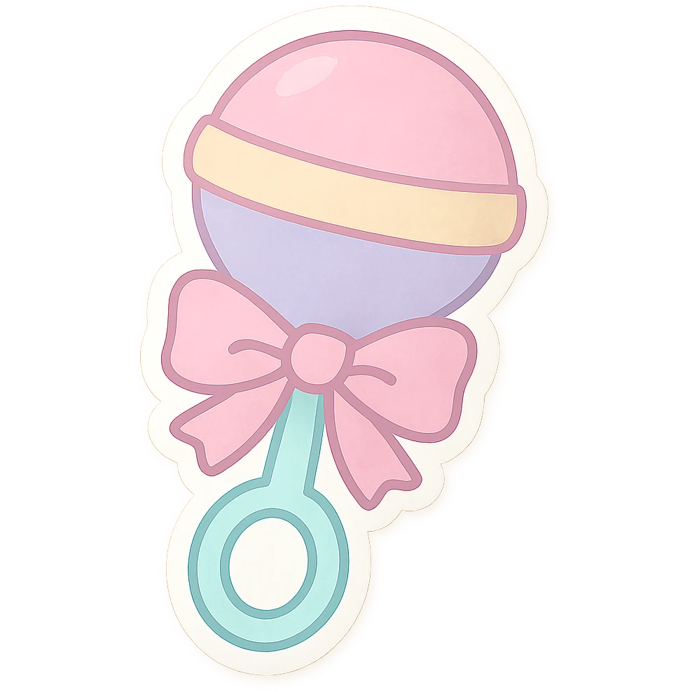 Recolor the baby rattle sticker in soft pastel colors emoji
