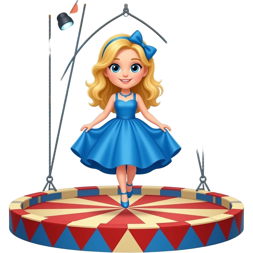 Stage flying wires blonde girl in blue dress emoji